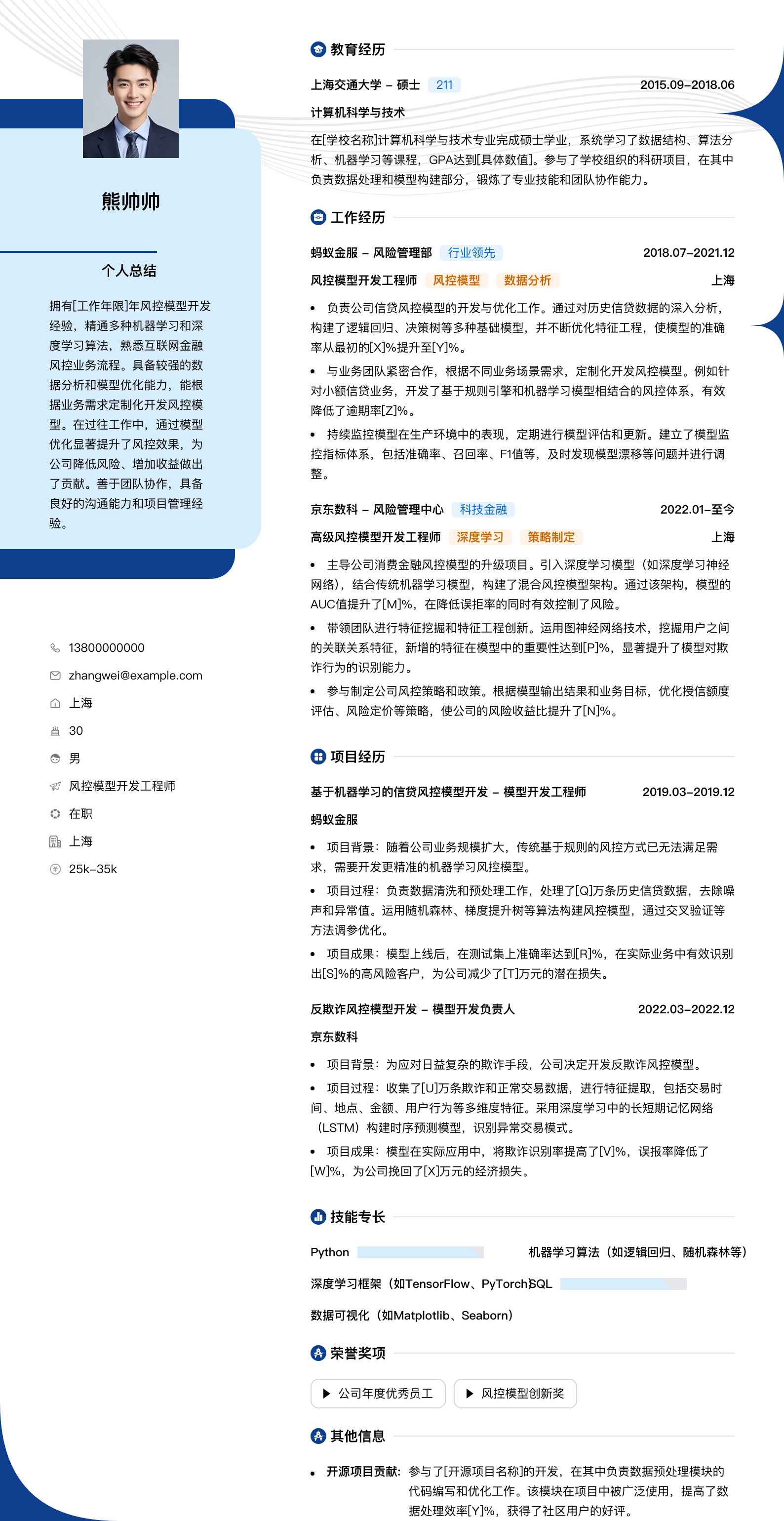 风控模型开发工程师简历模板