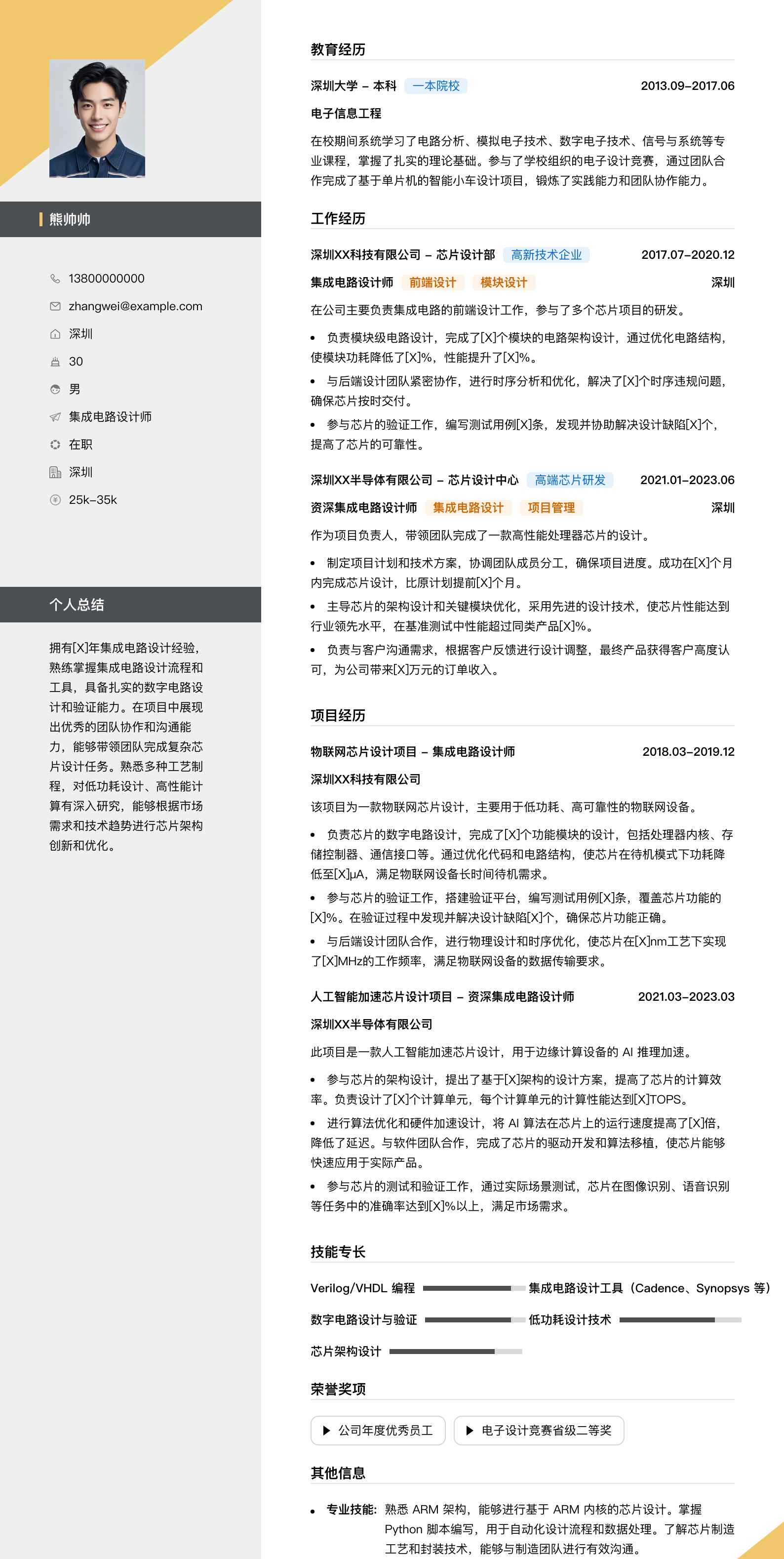 集成电路设计师简历模板