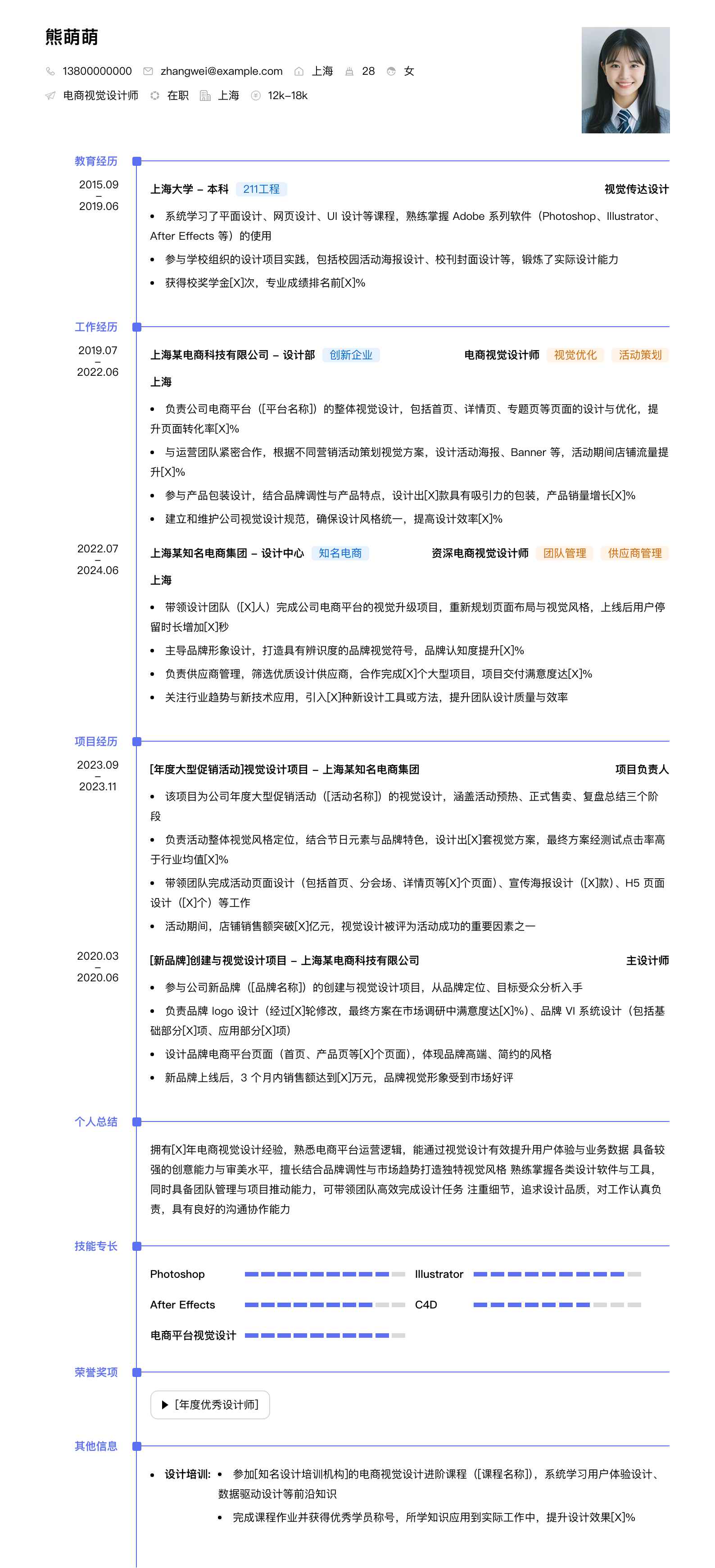 电商视觉设计师简历模板