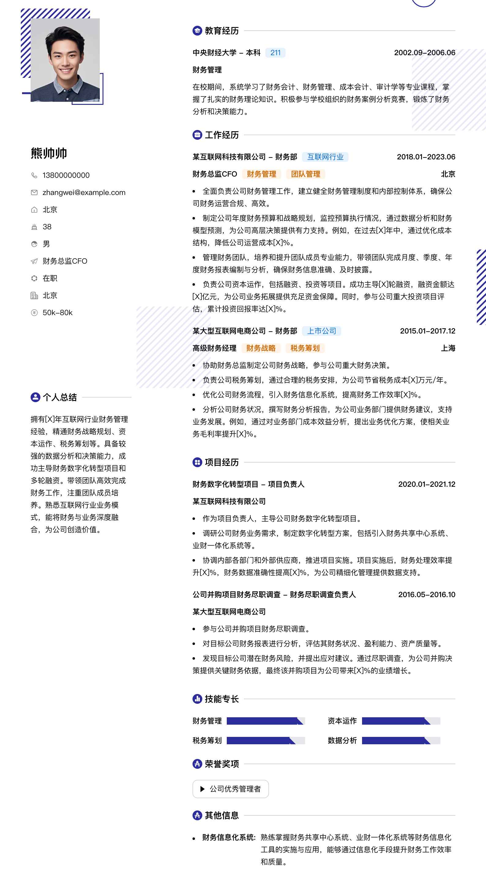 财务总监cfo简历模板