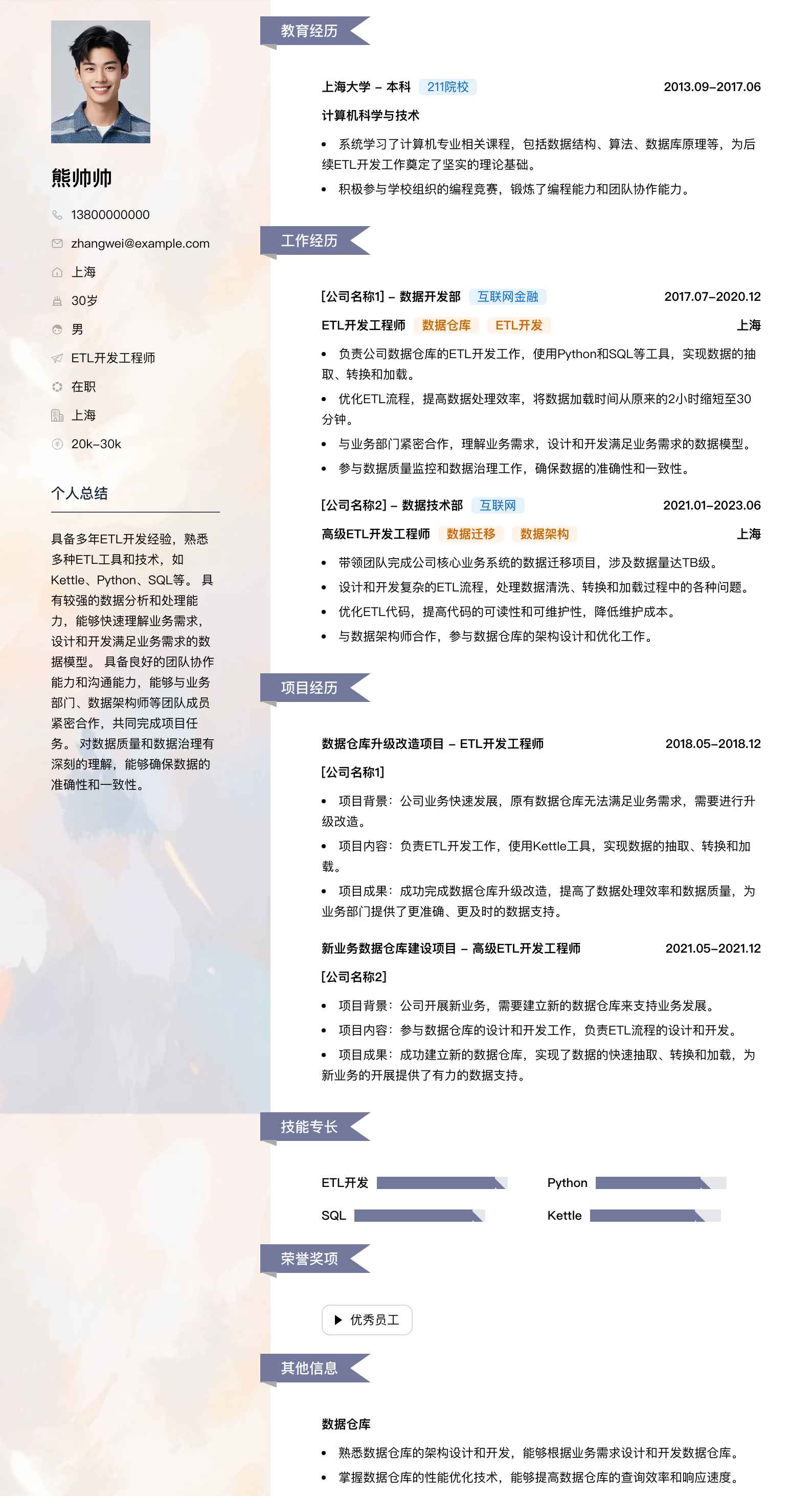 etl简历模板