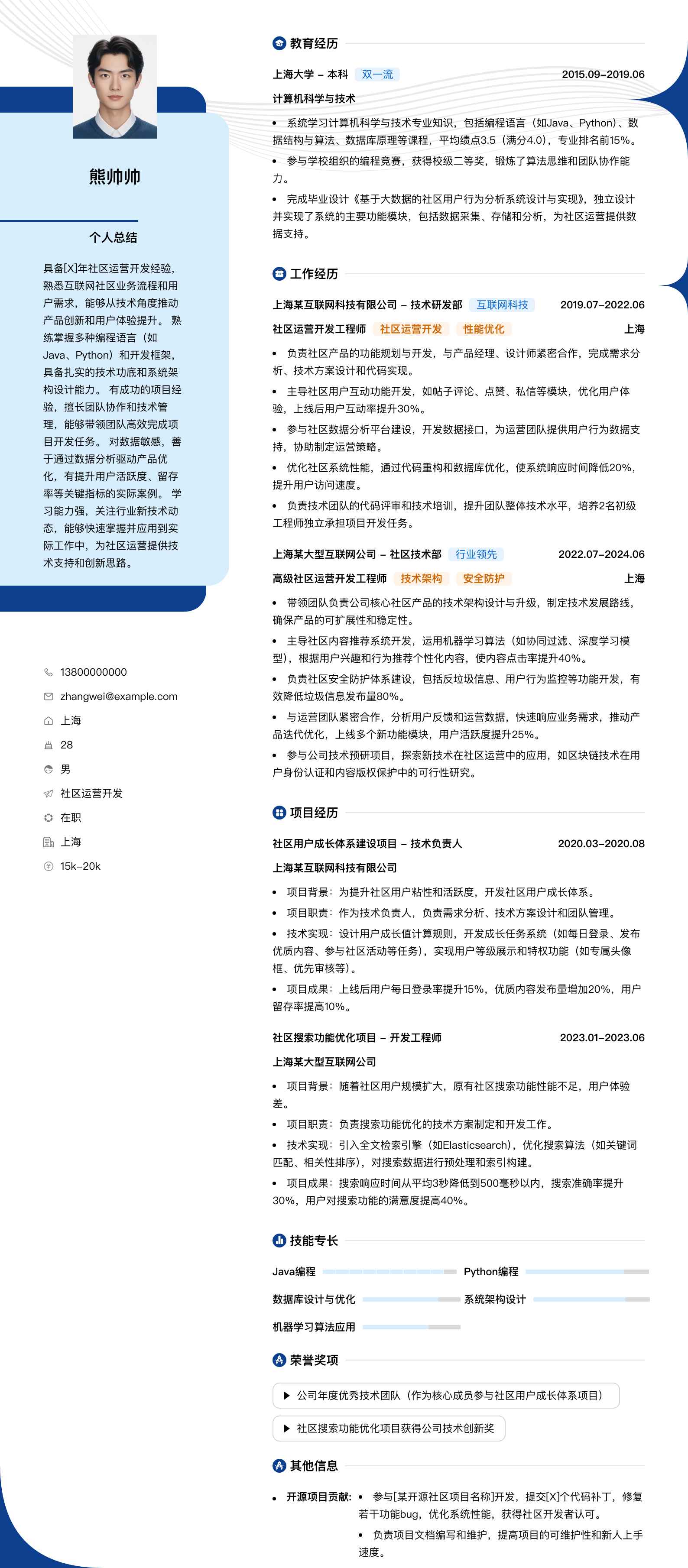 社区运营简历模板