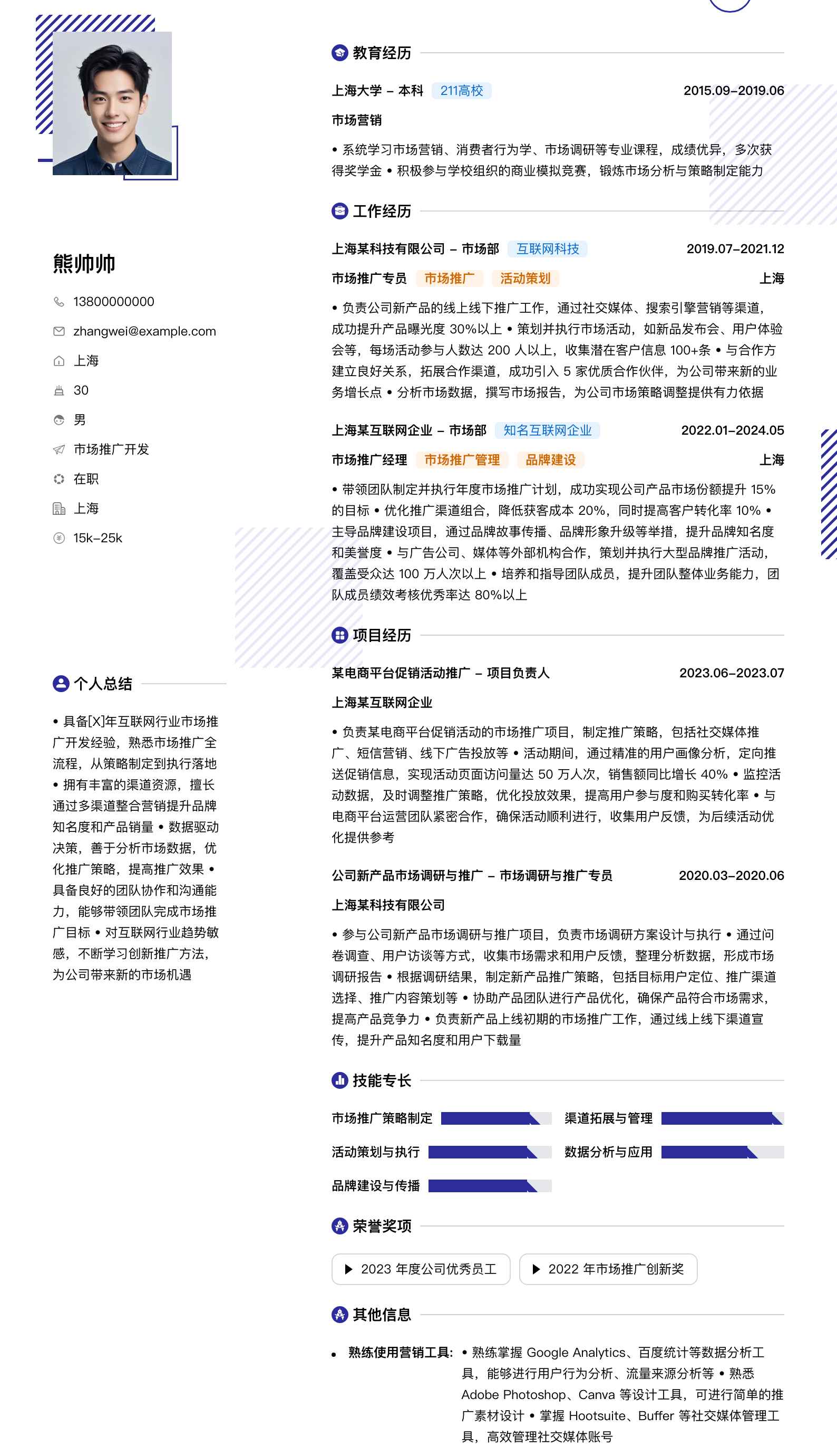 市场推广简历模板