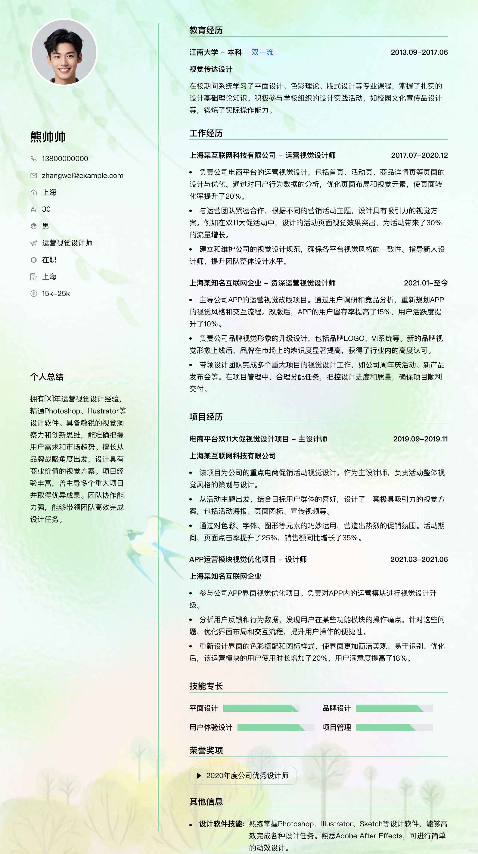 运营视觉设计师简历模板