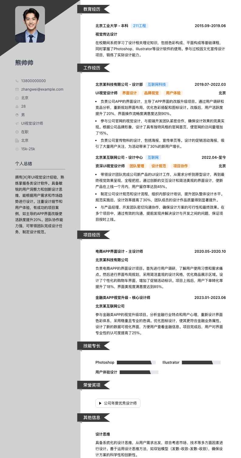 UI视觉设计师简历模板